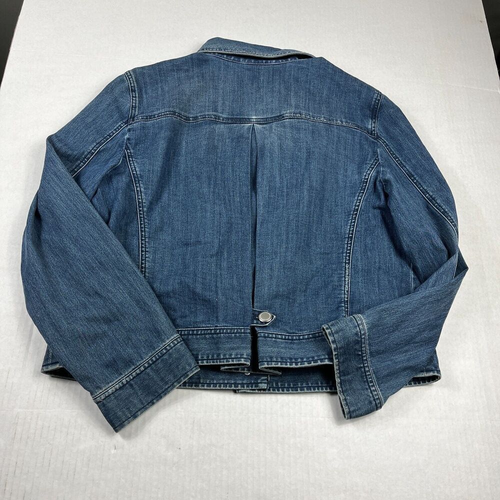 Chicos Womens Trucker Denim Jacket Blue Button Front Long Sleeve Classic 3 XL - Picture 10 of 12